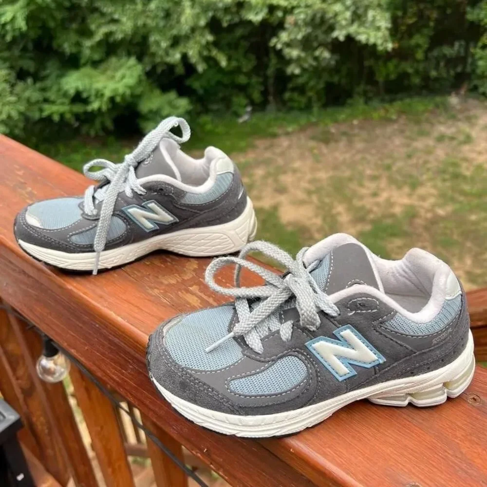 New Balance Youth 13 Grey Blue Unisex Running Jog Play School Sneakers